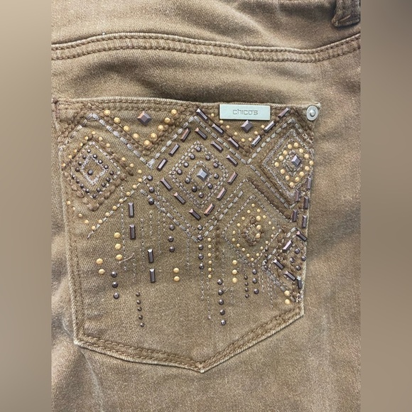 Chico’s So Slimming Girlfriend Ankle Timber Color Pants (Womens size 8) - Picture 2 of 10